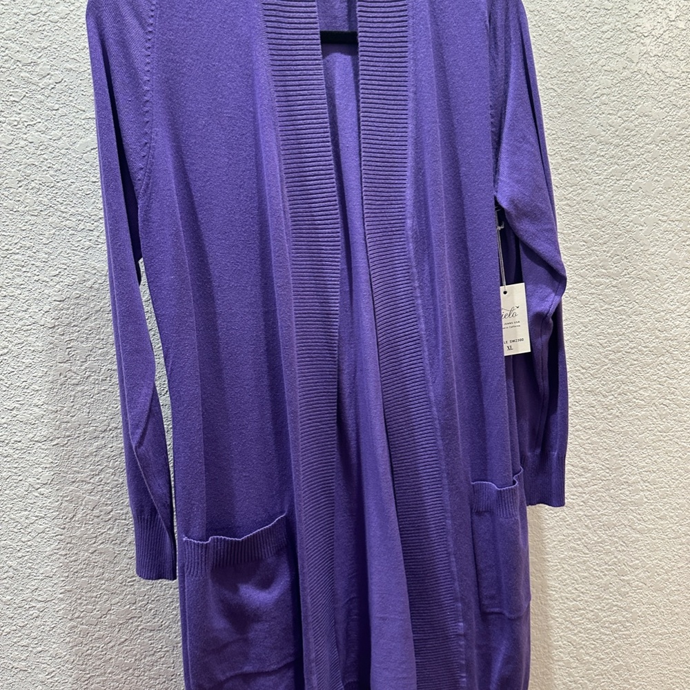 Open Front Purple Cardigan